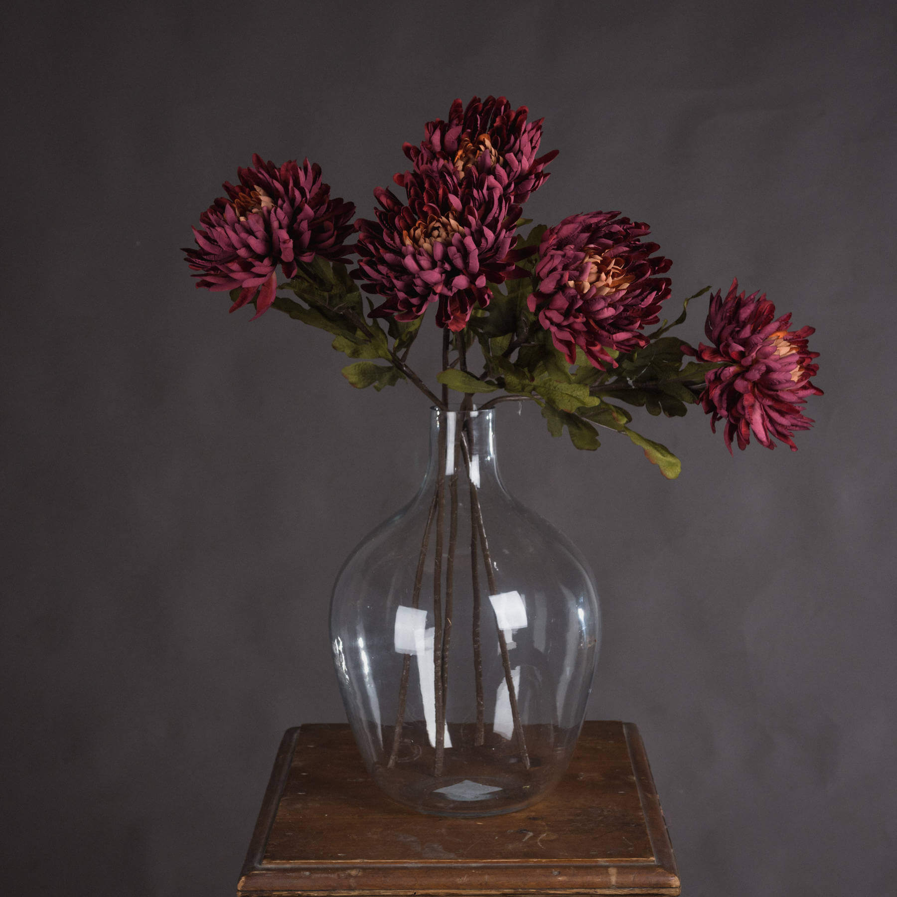 Lifelike artificial spider chrysanthemum with ombre rust-to-burgundy petals, 30.7 inches tall, perfect for autumn decor by RoomLondon at brixbailey.com