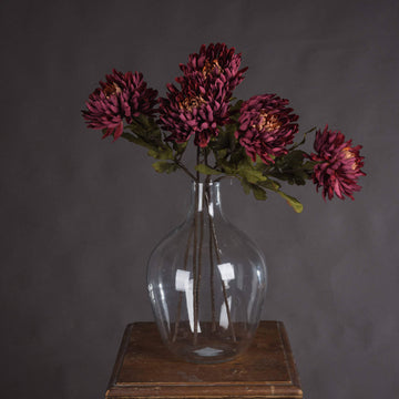 Lifelike artificial spider chrysanthemum with ombre rust-to-burgundy petals, 30.7 inches tall, perfect for autumn decor by Sostter at brixbailey.com