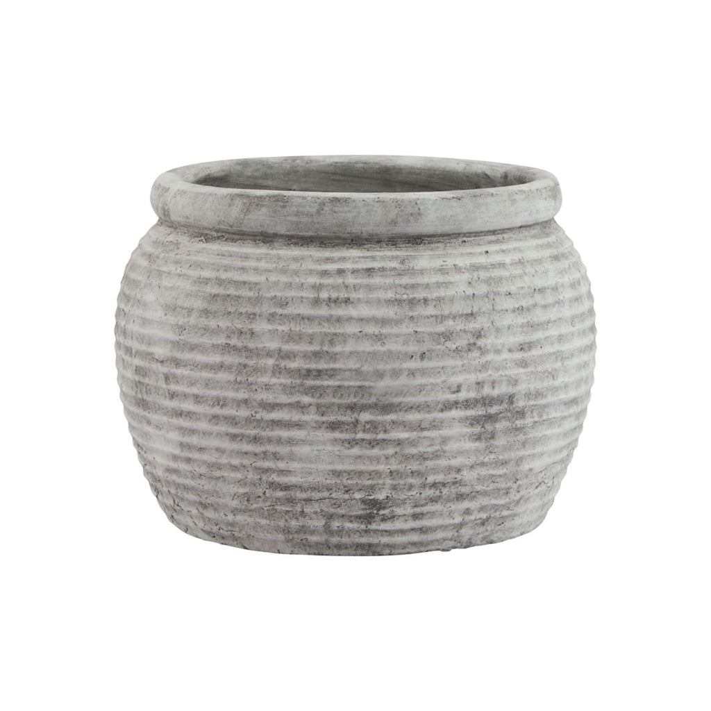 Handcrafted white ceramic planter with sculpted rim, Mediterranean-inspired design, 20cm height, for home decor by Sostter at brixbailey.com