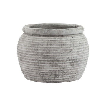 Handcrafted white ceramic planter with sculpted rim, Mediterranean-inspired design, 20cm height, for home decor by Sostter at brixbailey.com