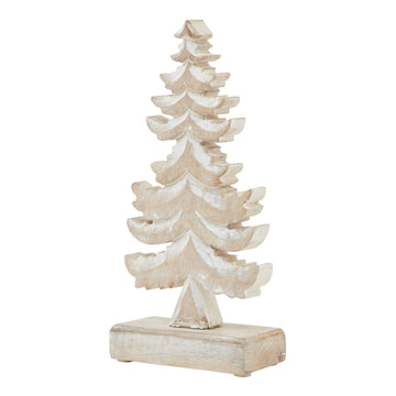 Handcrafted wooden tiered tree decoration with white-wash finish, minimalist Scandinavian design for rustic home decor by Sostter at brixbailey.com