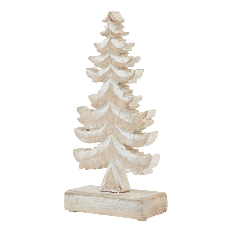 Handcrafted wooden tiered tree decoration with white-wash finish, minimalist Scandinavian design for rustic home decor by Sostter at brixbailey.com