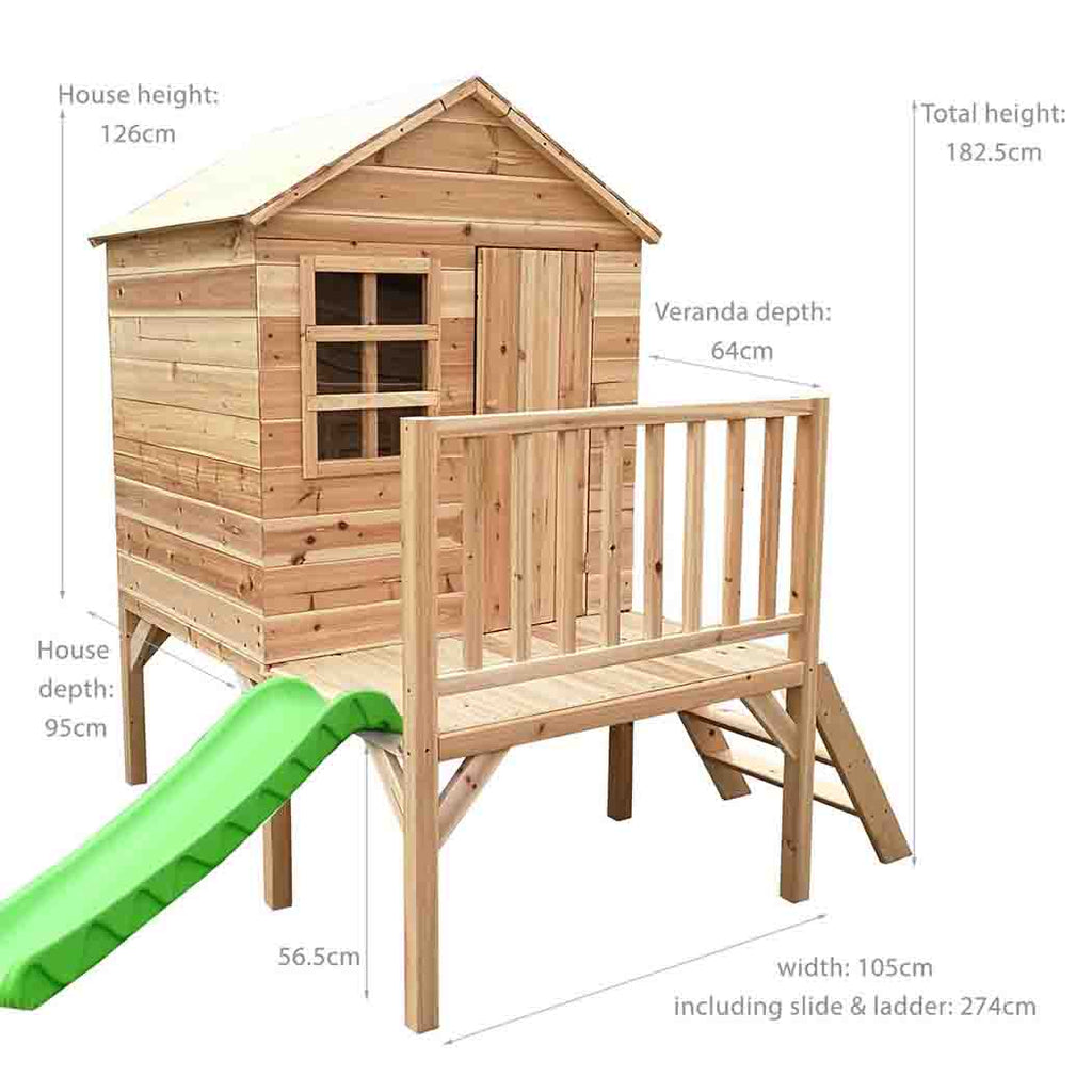 Evermeadow Wooden Tower Playhouse with Slide