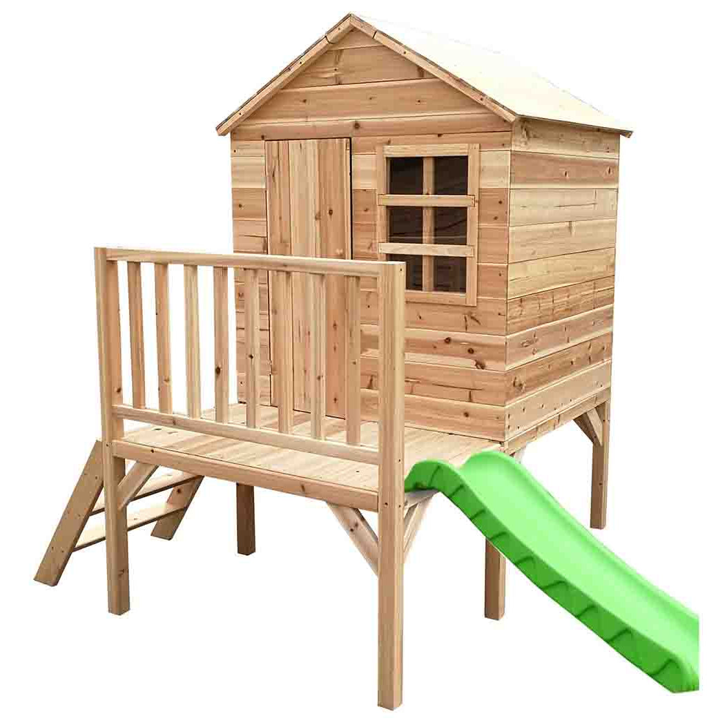 Evermeadow Wooden Tower Playhouse with Slide
