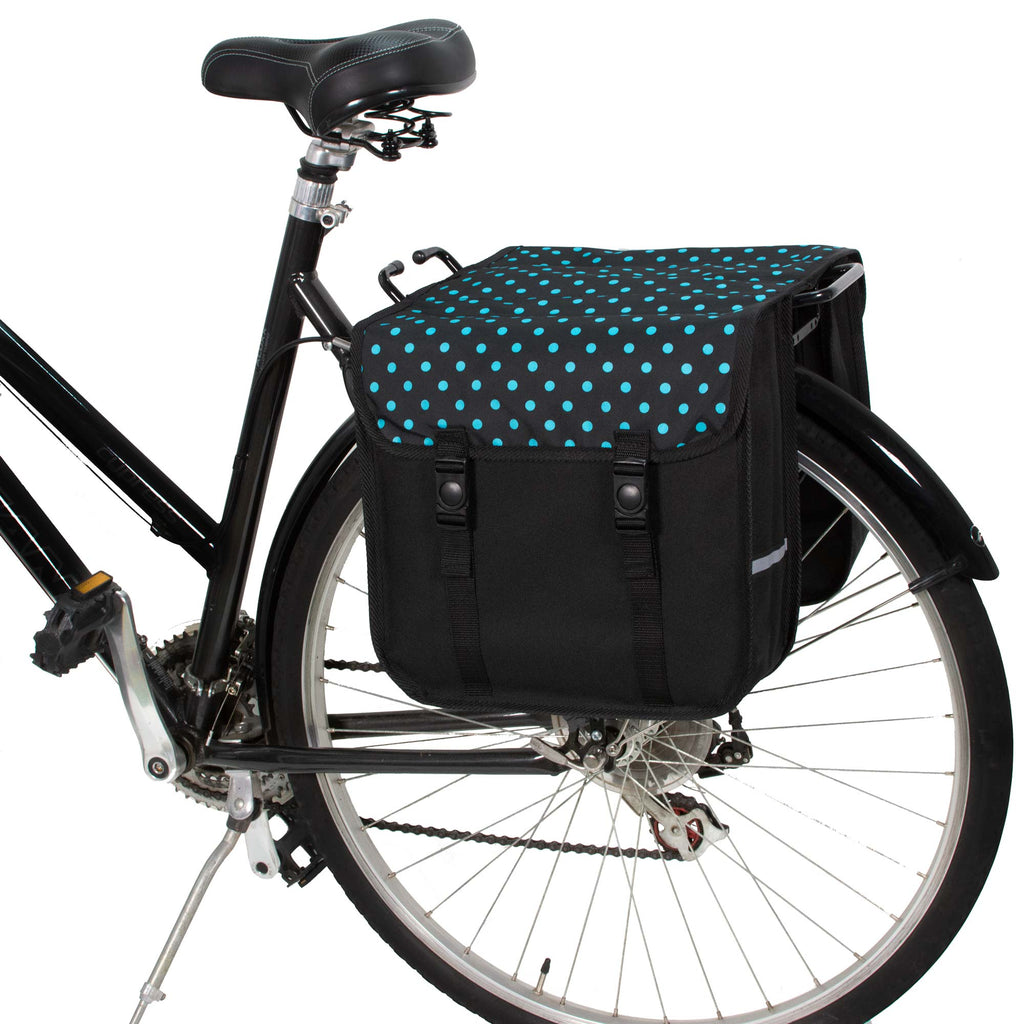 BikyBag Classic - Bicycle Double Pannier Bag (Blue Polka Dots)
