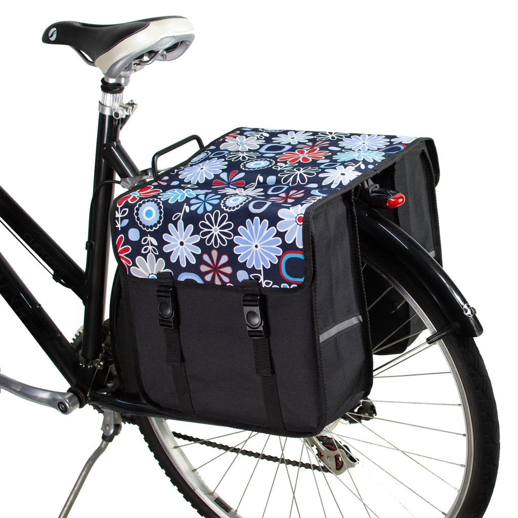BikyBag Classic - Bicycle Double Pannier Bag (Daisy Flowers)
