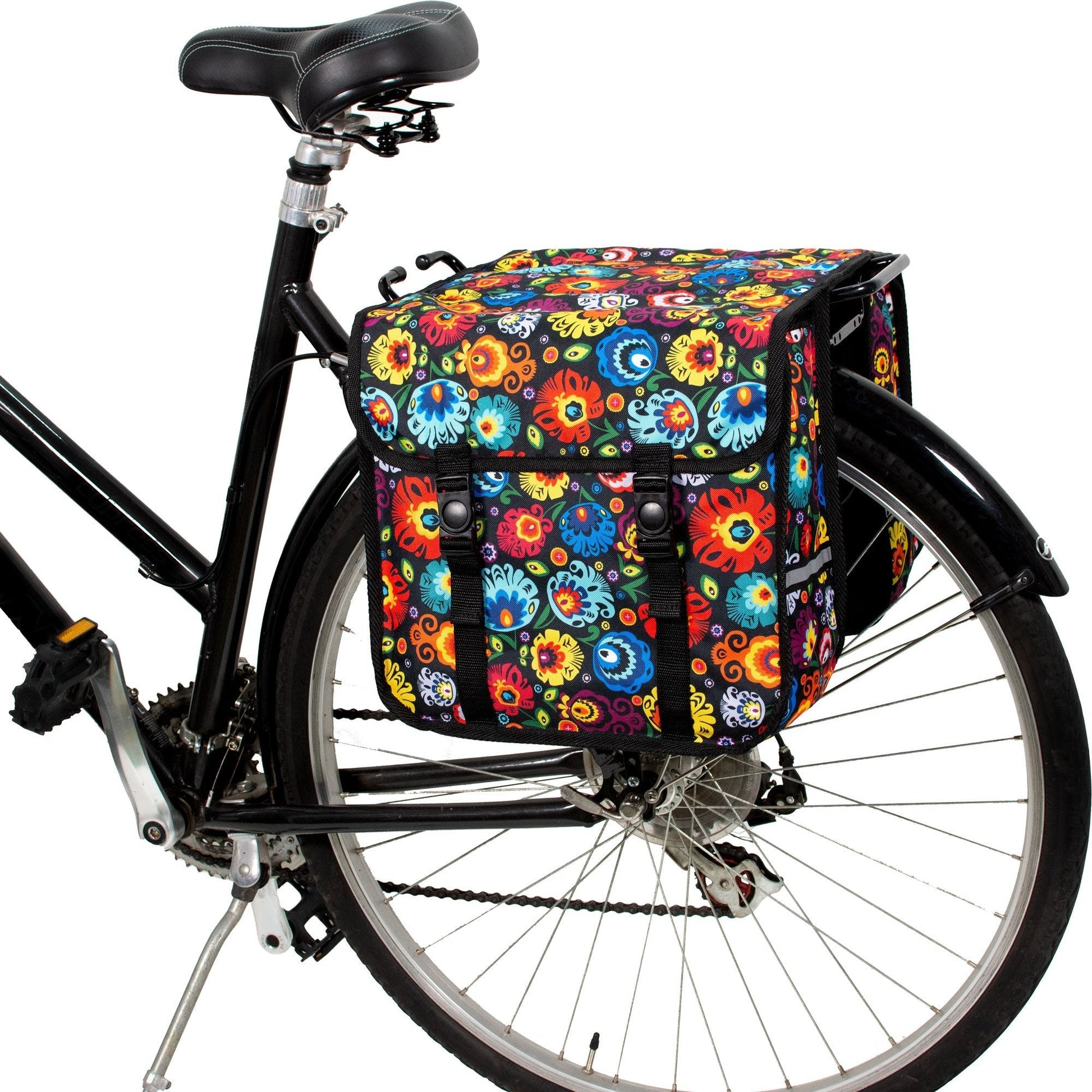 BikyBag Classic CE - Bicycle Double Pannier Bag (Folklore Flowers)