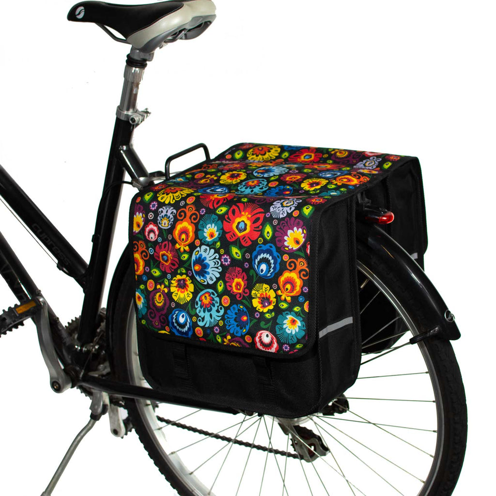 BikyBag Classic CL - Bicycle Double Pannier Bag (Folklore Flowers)