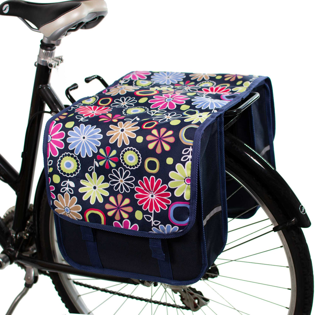 BikyBag Classic CL - Bicycle Double Pannier Bag (Pink Daisy)