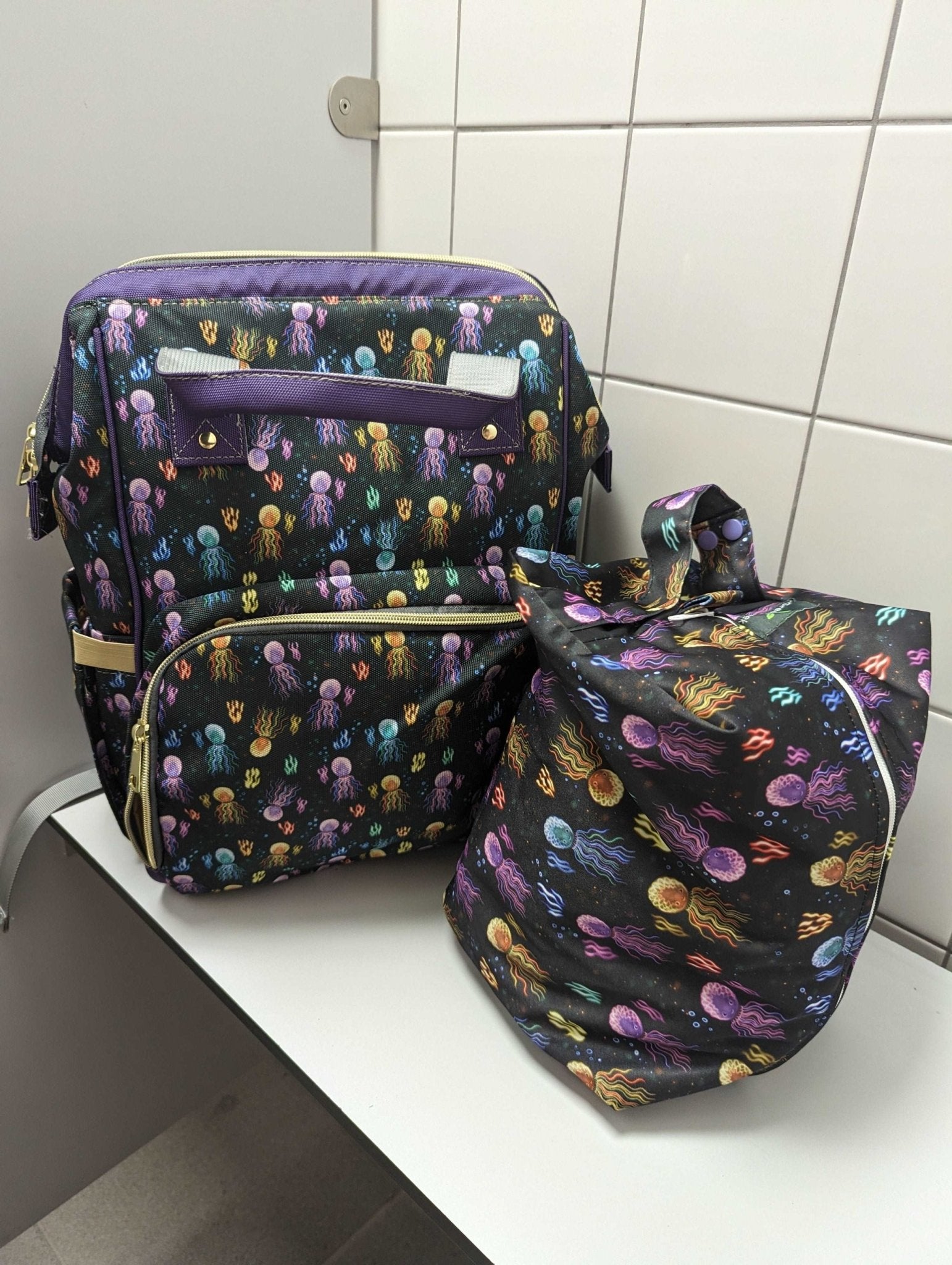 Black Baby Changing Bag - Squidding Around