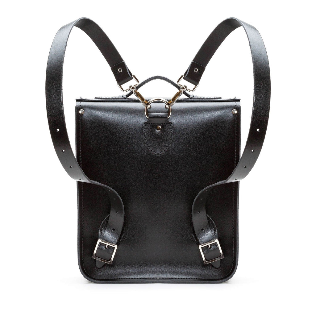 Handmade Leather City Backpack - Gothic Striped Red & Black