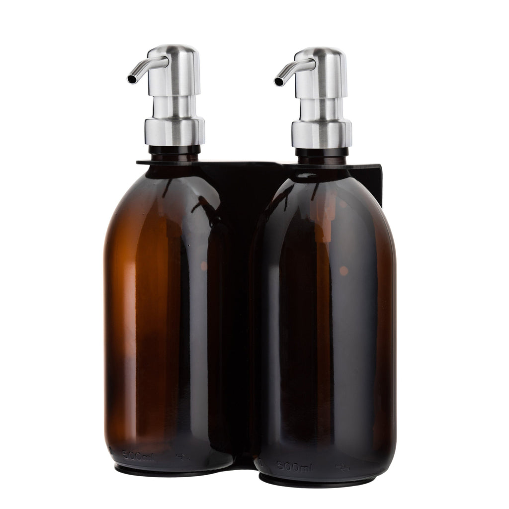 Black Double Wall Mounted Soap Dispensers