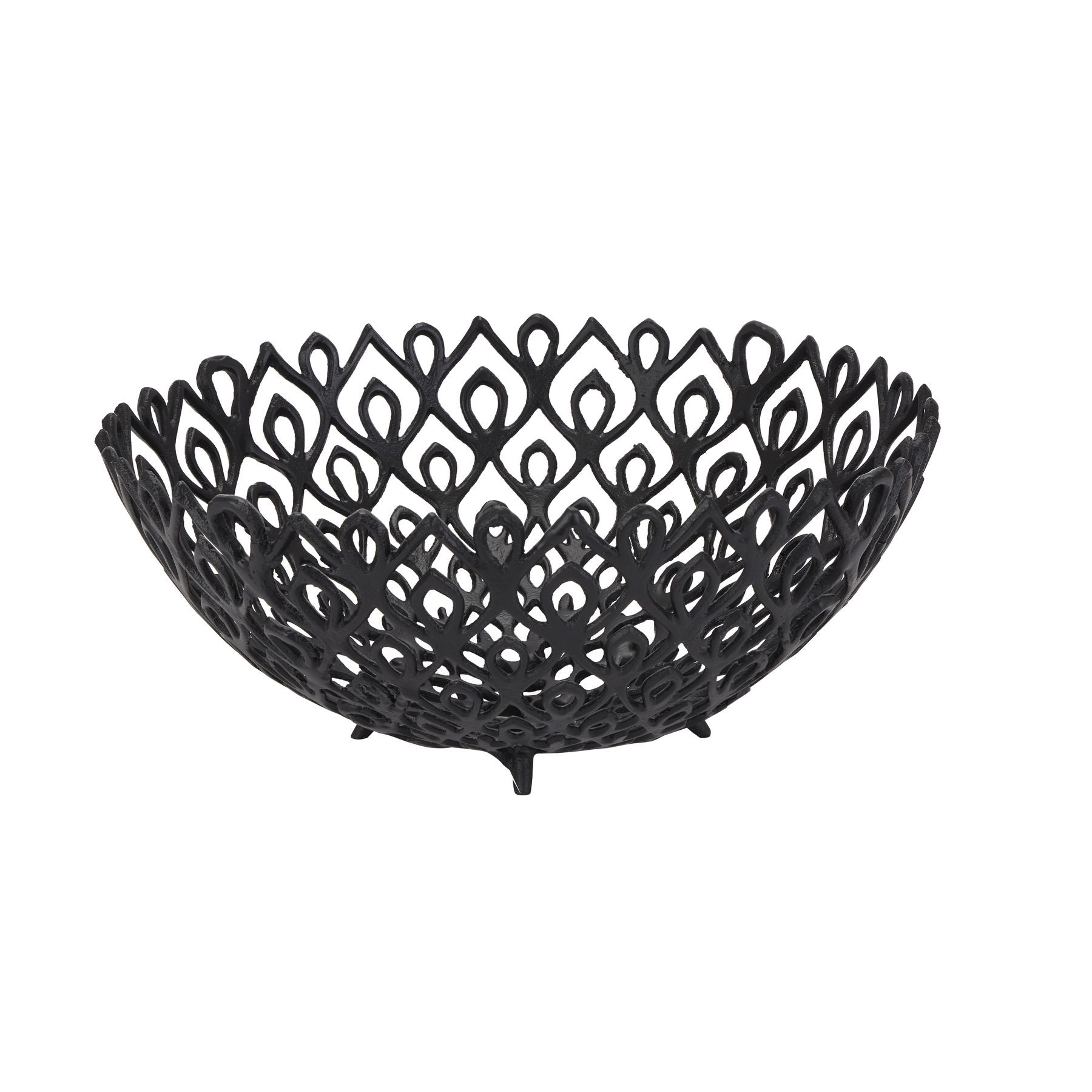 Lattice Black Large Cast Iron Serving Bowl