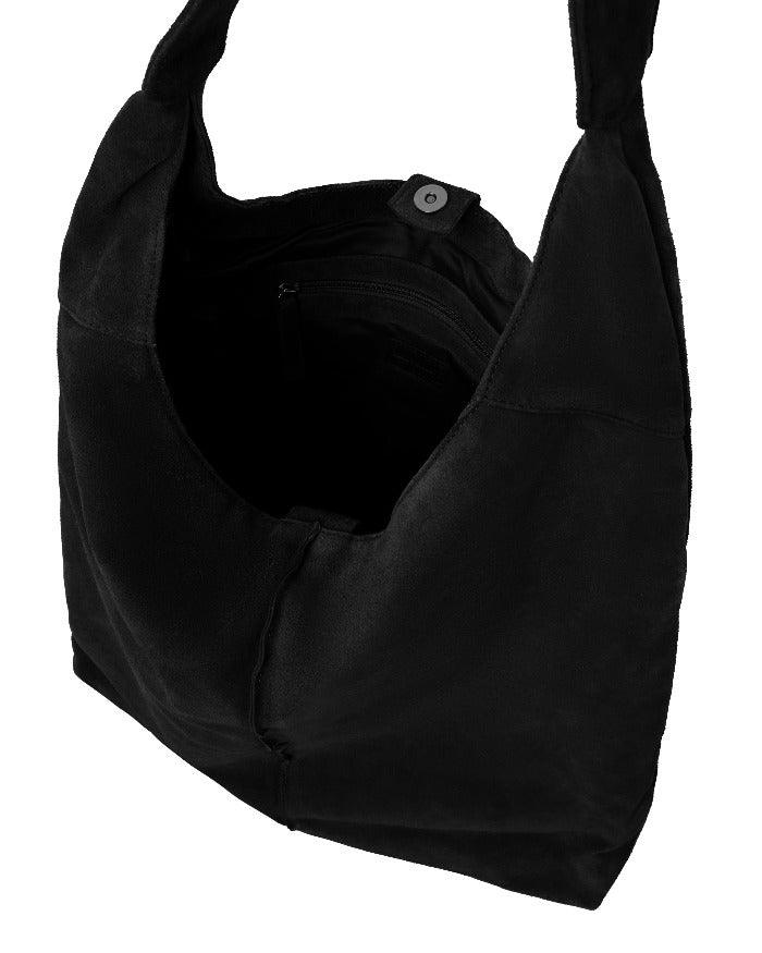 Luxurious Black Suede Hobo Bag – Spacious & Responsibly Made by Brix + Bailey at brixbailey.com