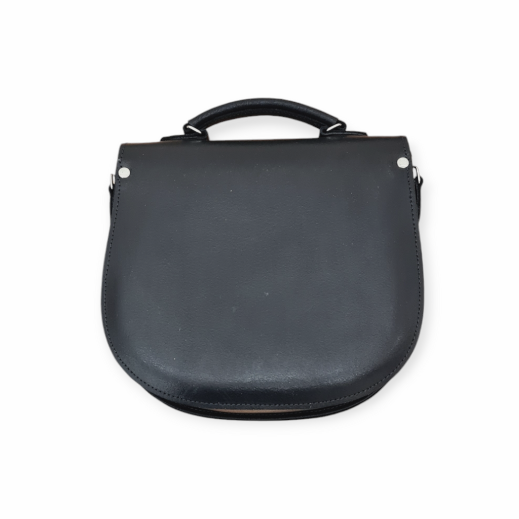 Handmade Black Leather Saddle Bag