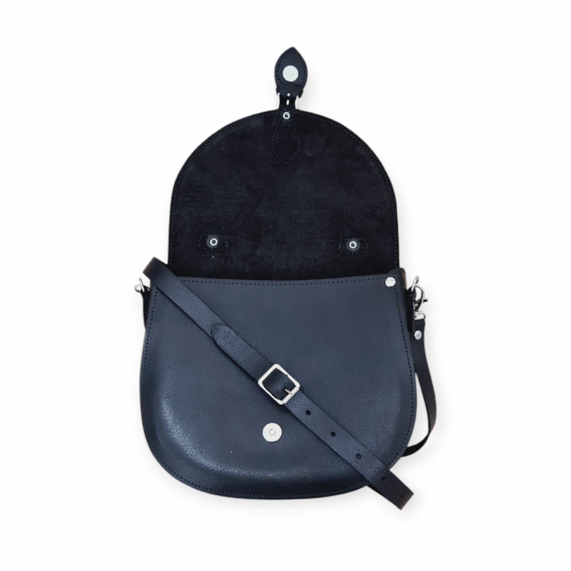 Handmade Black Leather Saddle Bag