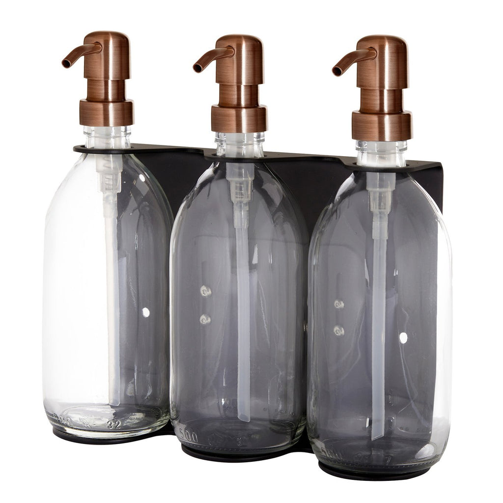 Black Triple Wall Mounted Soap Dispenser