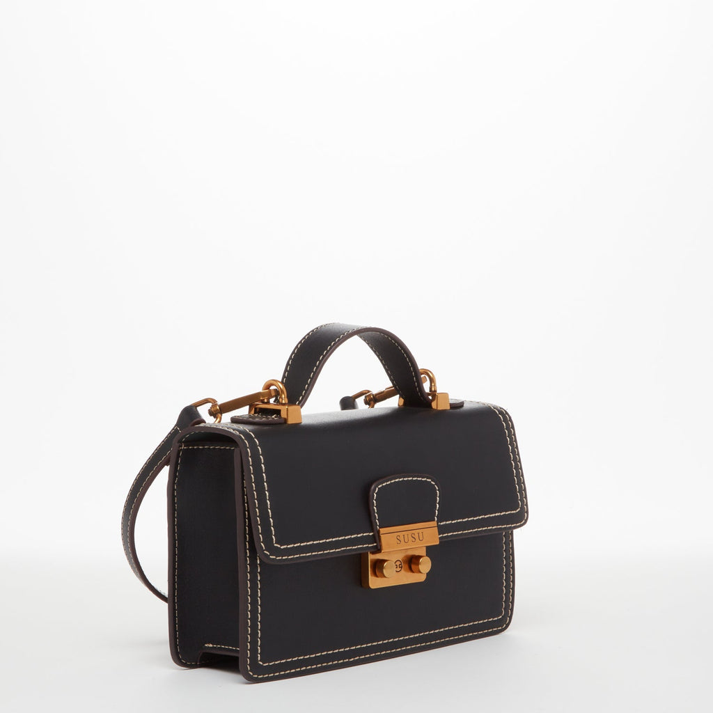 Black Leather Small Crossbody Bag