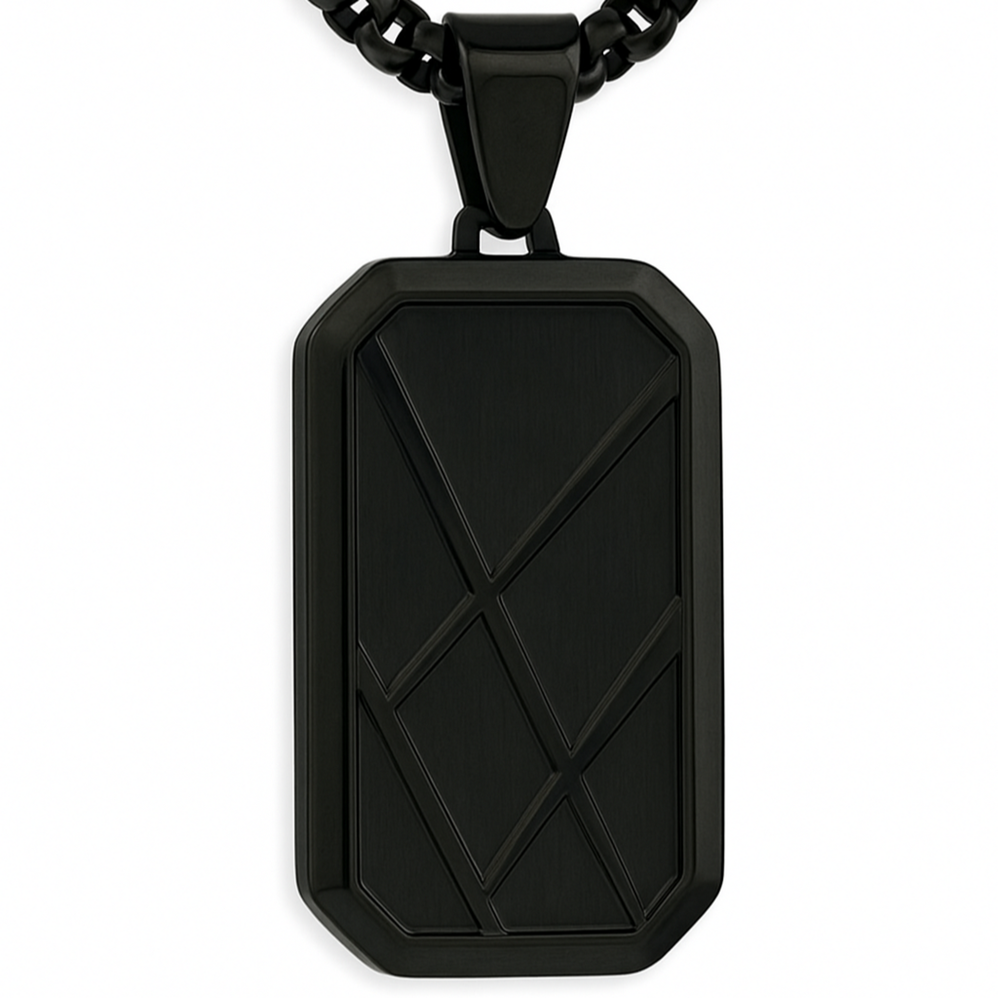 Personalised Men's Contemporary Black Dog Tag Necklace