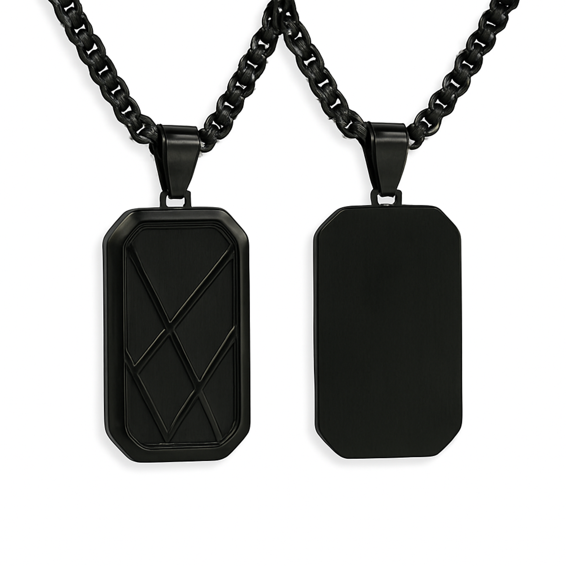 Personalised Men's Contemporary Black Dog Tag Necklace