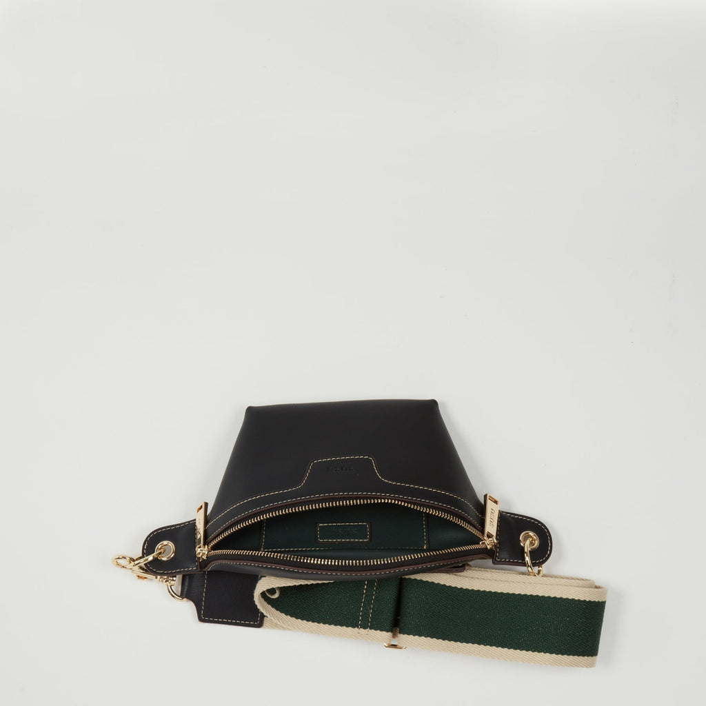 Black Leather Chest Sling Bag Crossbody