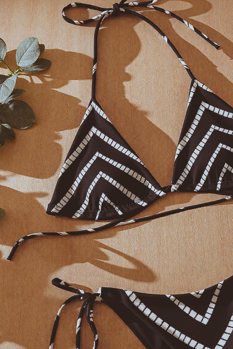 Vega String Bikini in Black Shibori