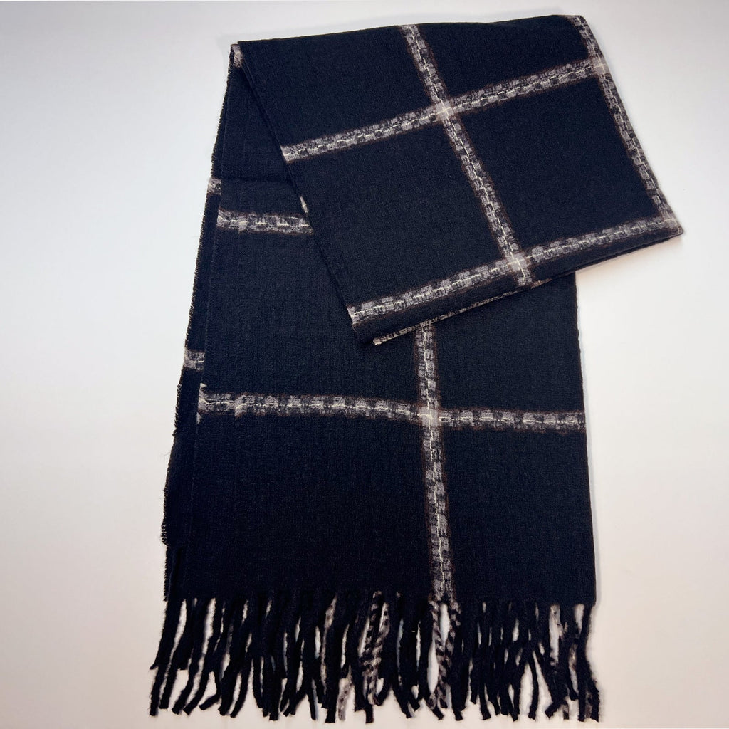Black and White Plaid Scarf