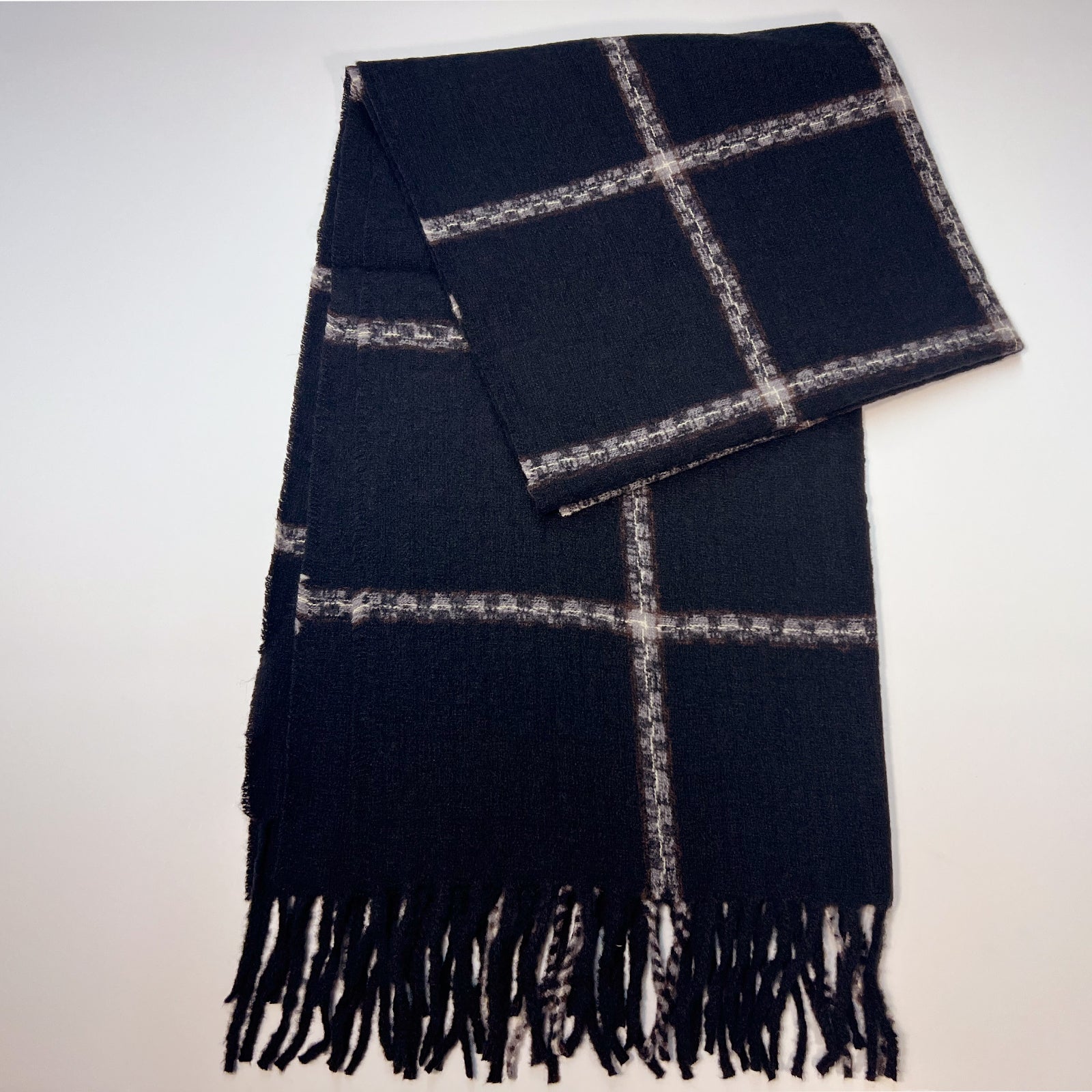 Black and White Plaid Scarf
