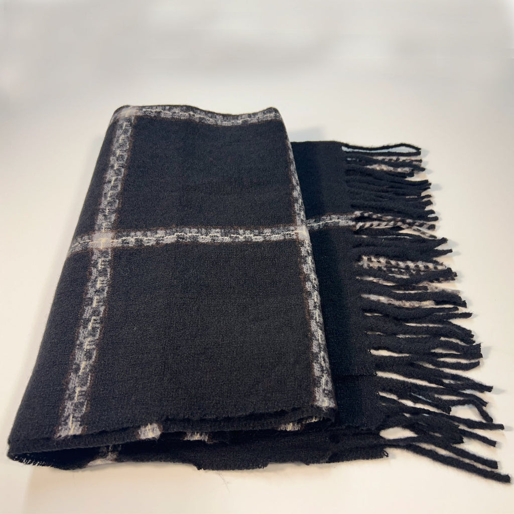 Black and White Plaid Scarf