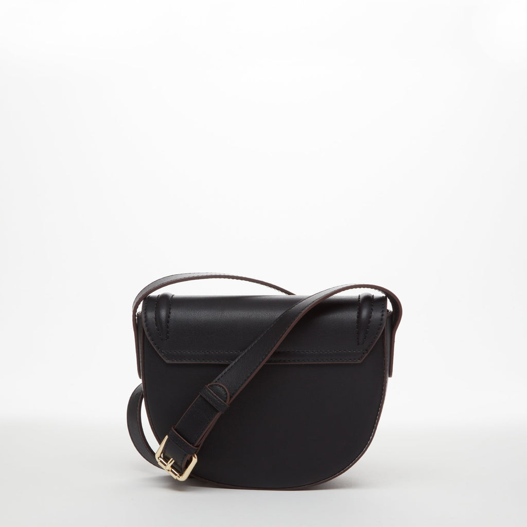 Black Leather Saddle Bag Crossbody Purse