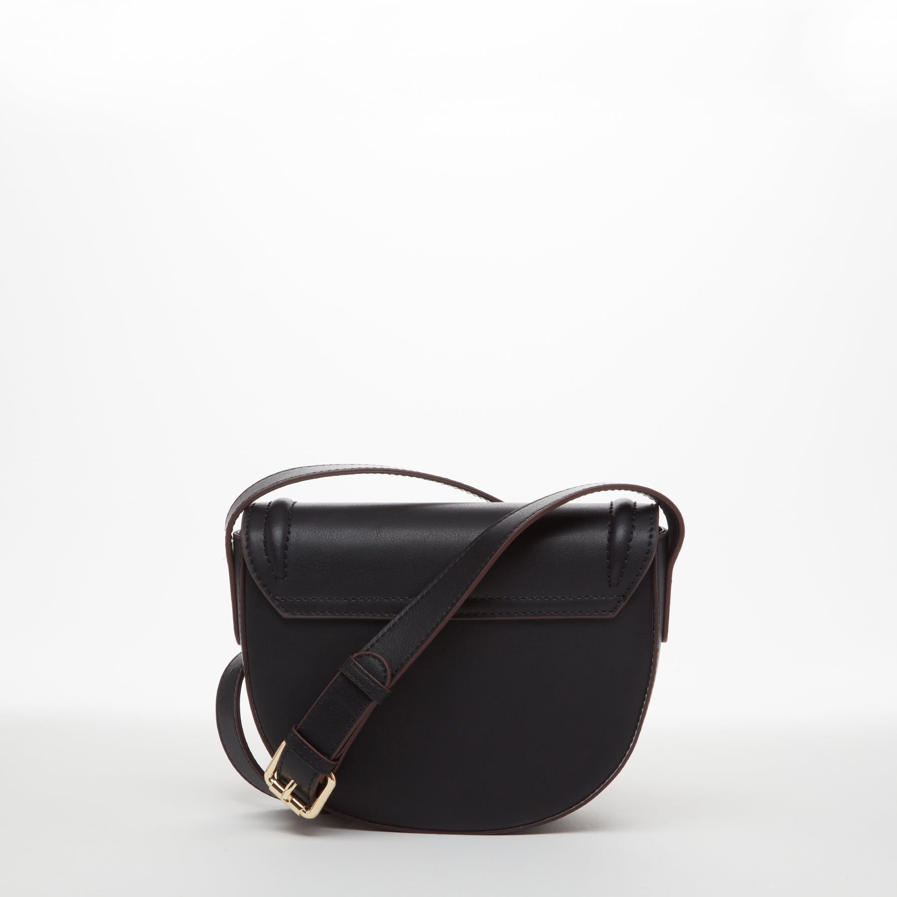 Black Leather Saddle Bag Crossbody Purse