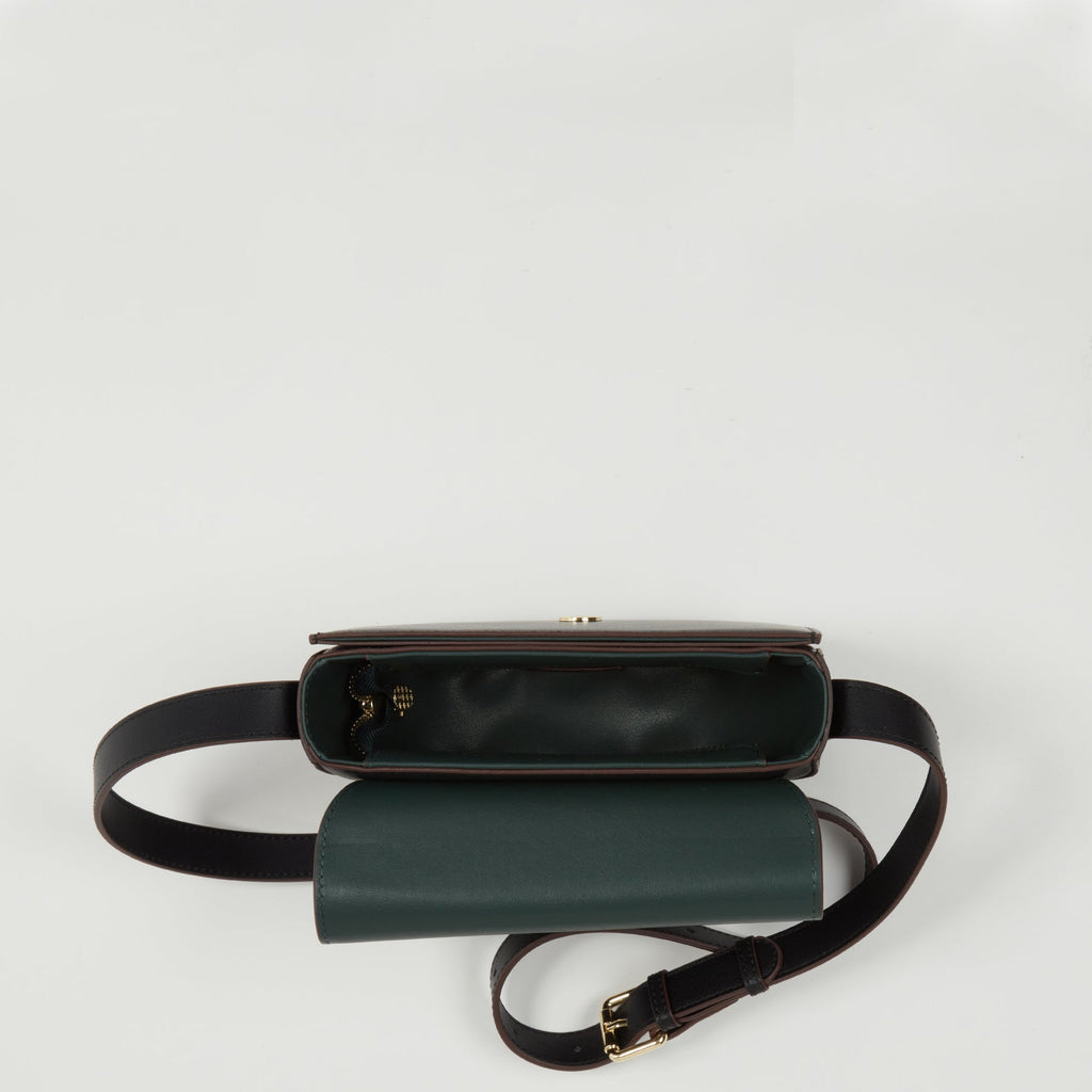 Black Leather Saddle Bag Crossbody Purse