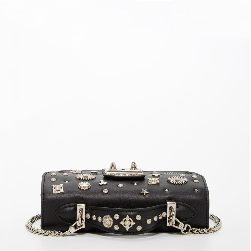 Studded Black Leather Crossbody Bag