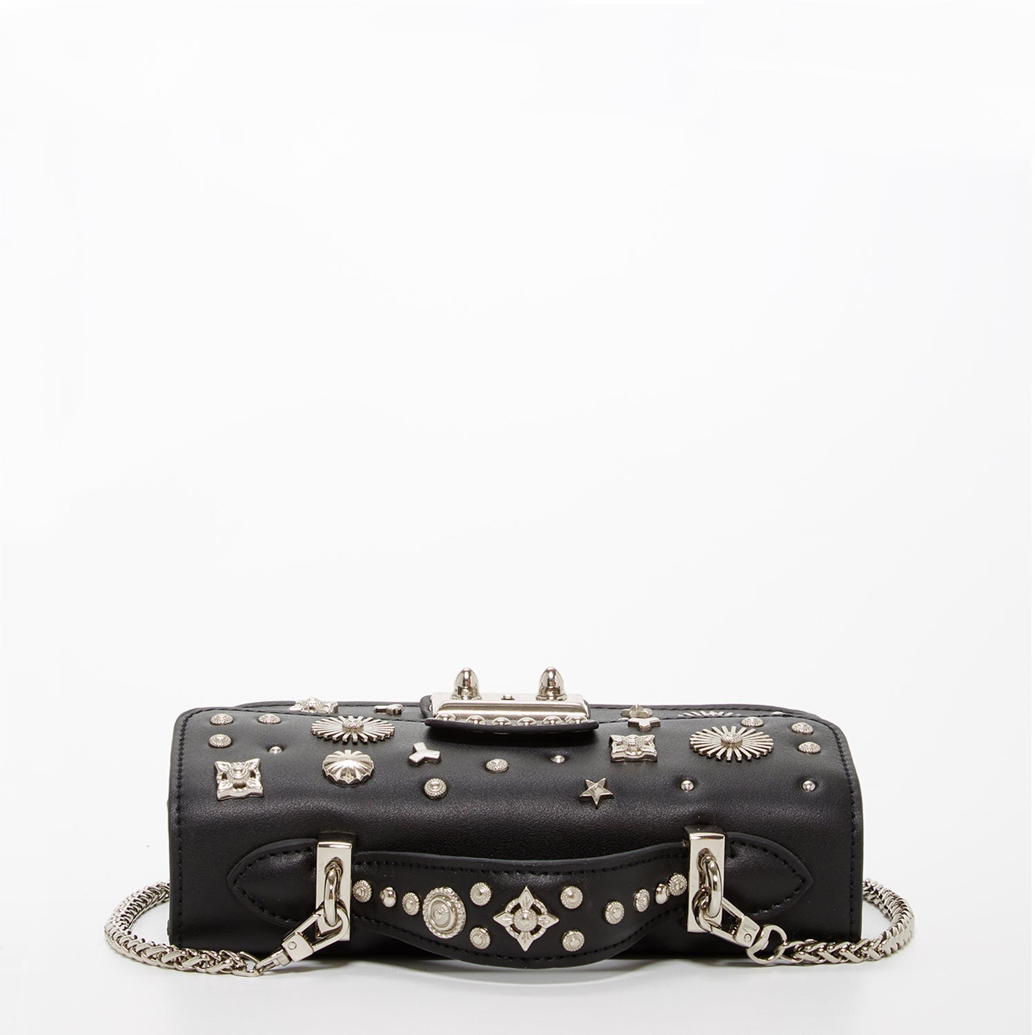 Studded Black Leather Crossbody Bag