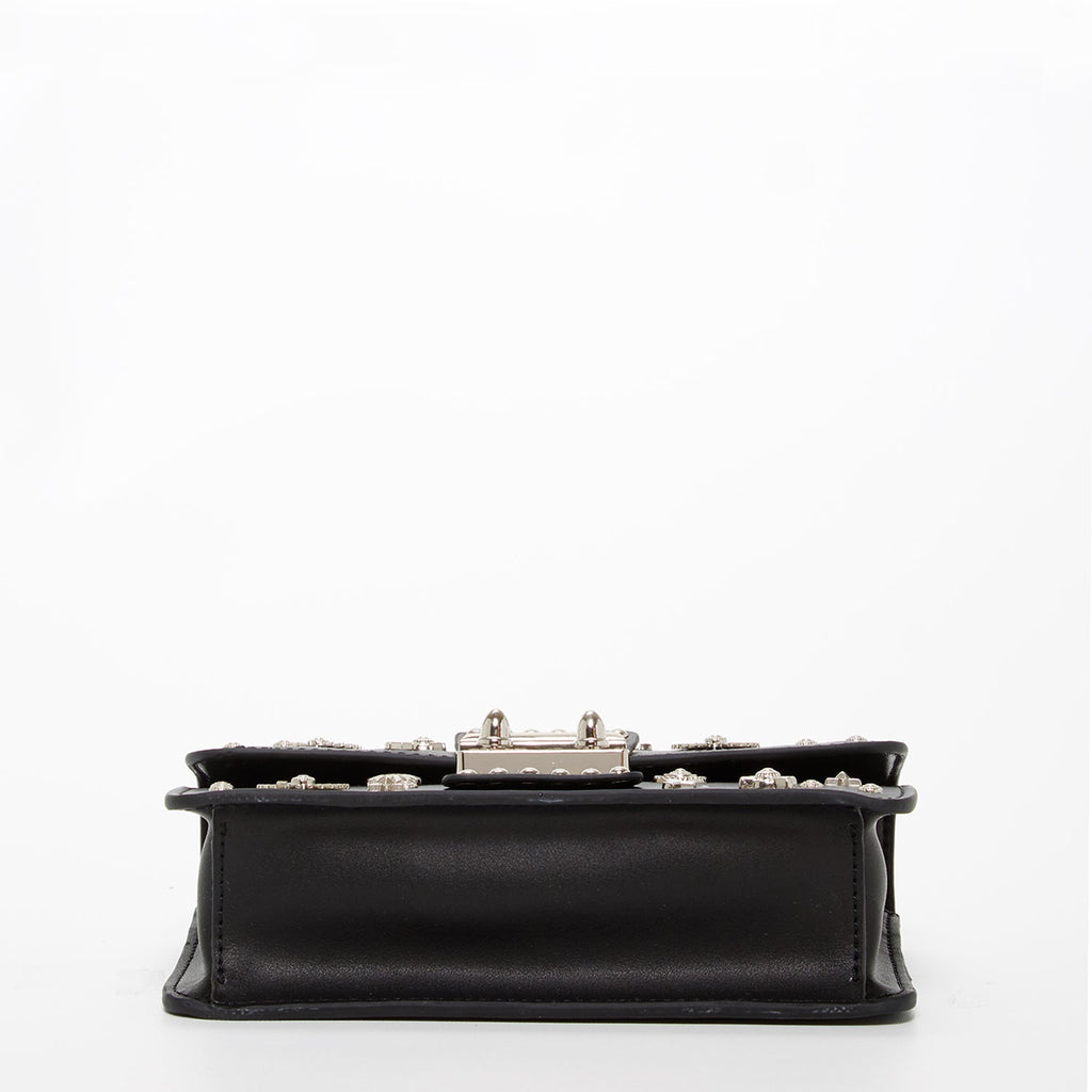 Studded Black Leather Crossbody Bag
