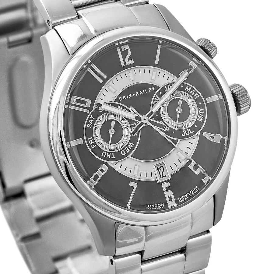 The Brix+Bailey Heyes Chronograph Automatic Watch Form 2 Black Mens Unisex Wrist Watch