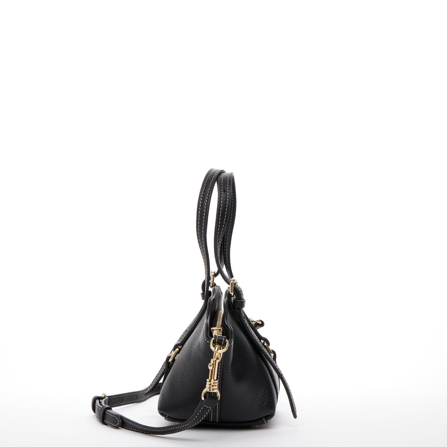 Black Leather Small Top Handle Bag