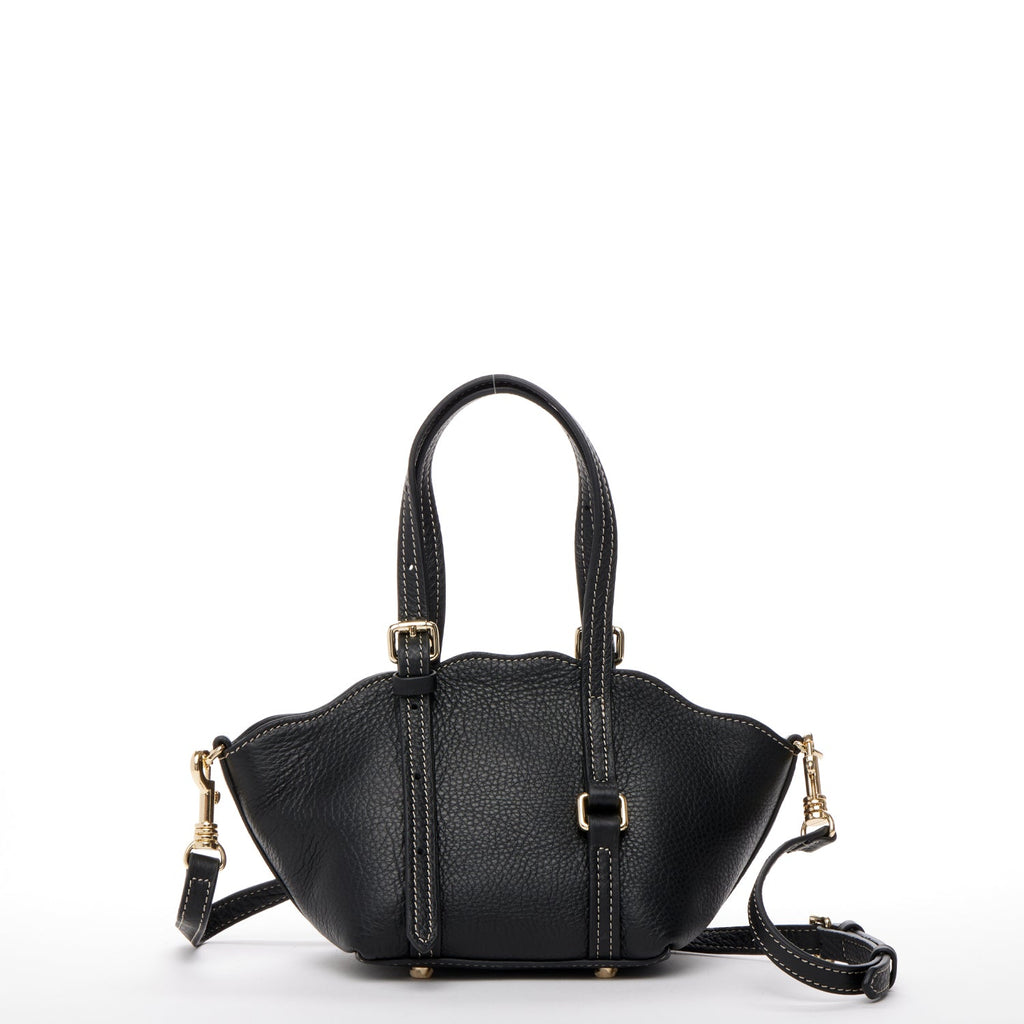 Black Leather Small Top Handle Bag