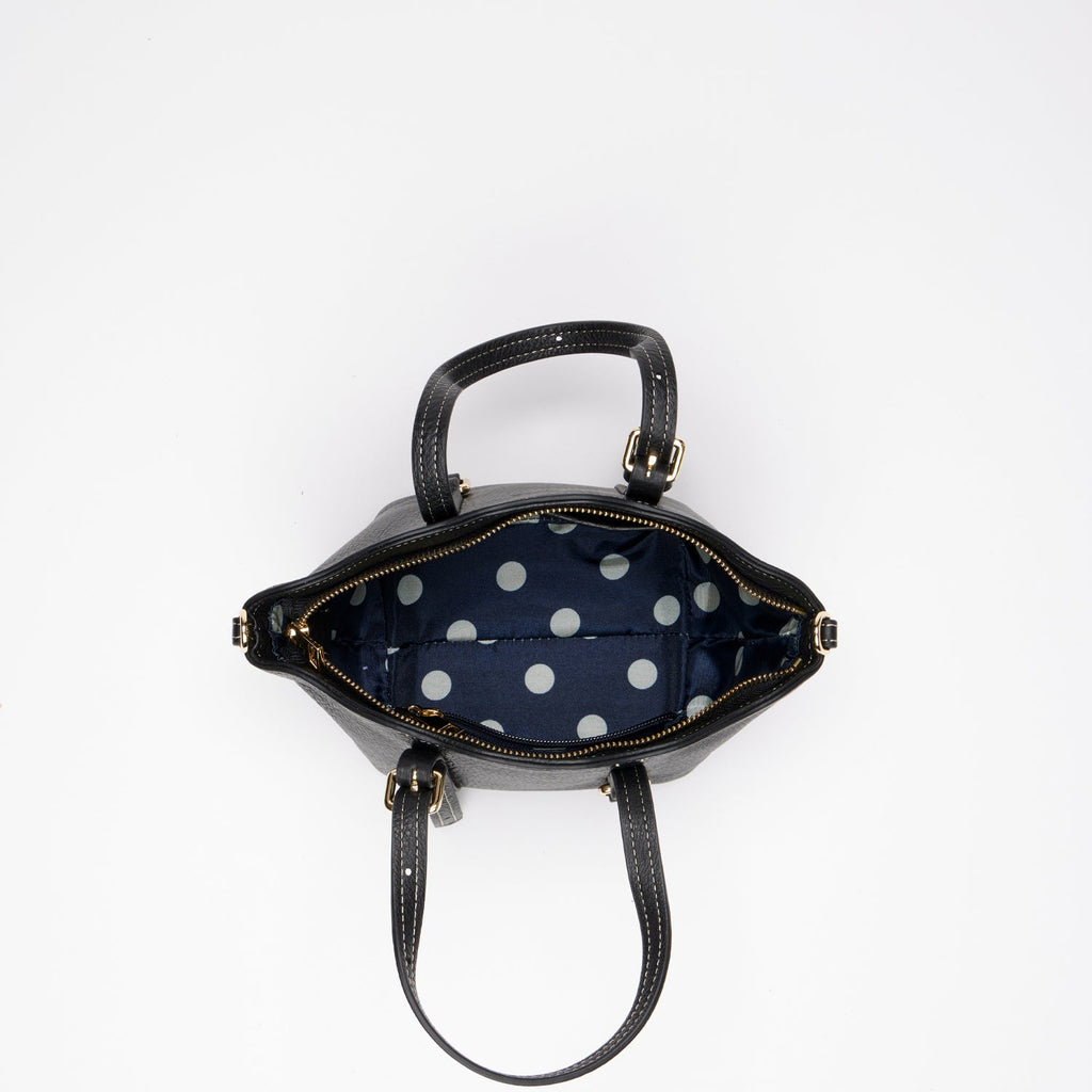 Black Leather Small Top Handle Bag