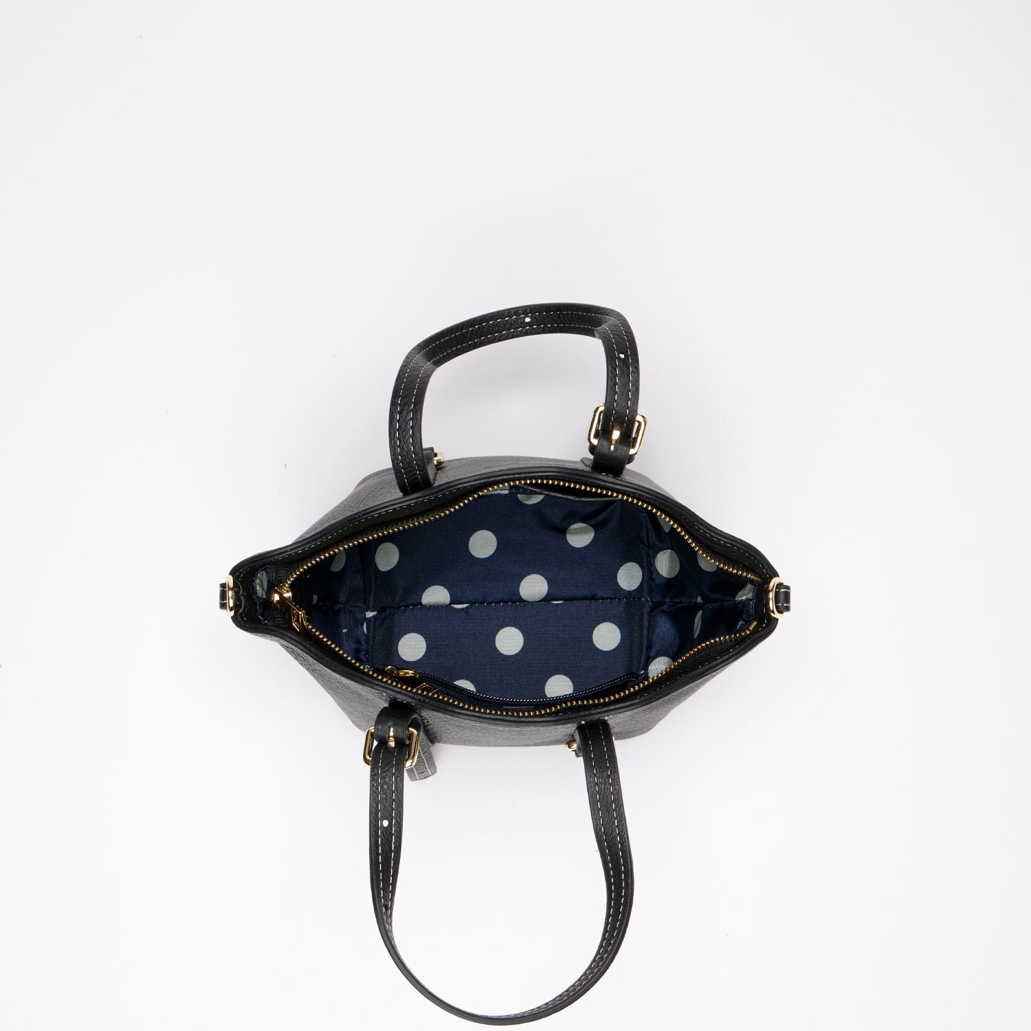 Black Leather Small Top Handle Bag