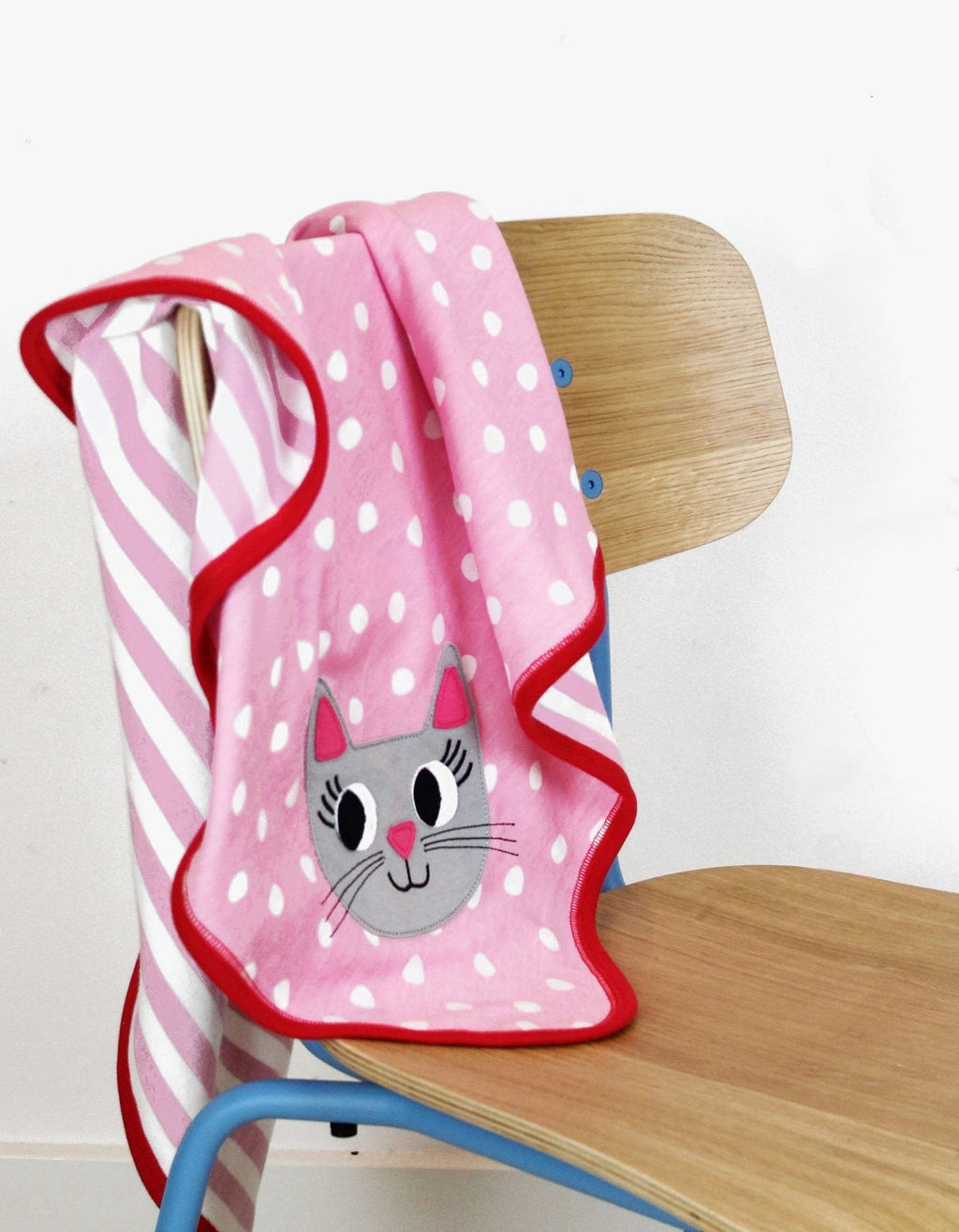 Organic Cat Applique Reversible Baby Blanket