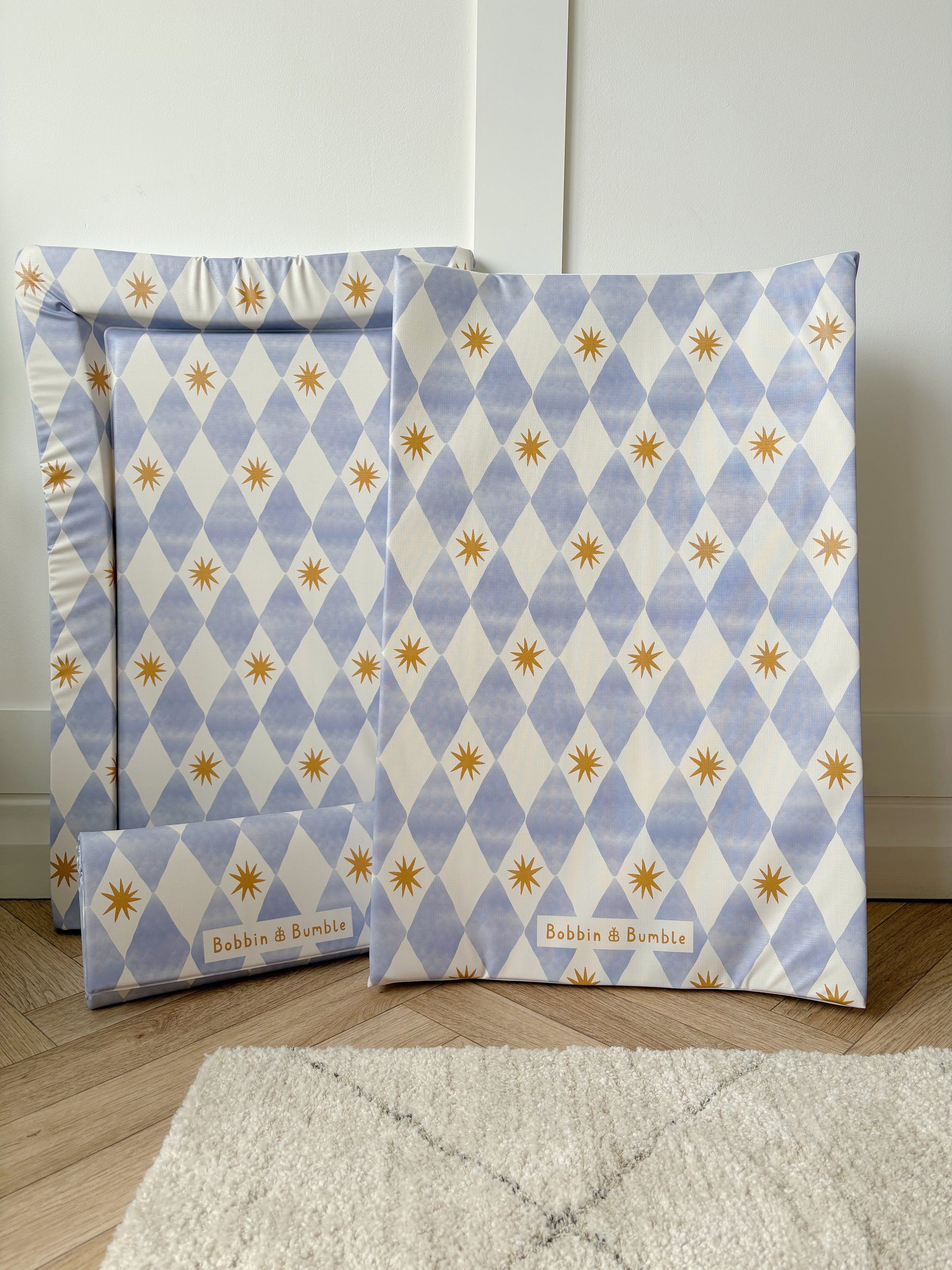 Travel Changing Mat - Blue Harlequin