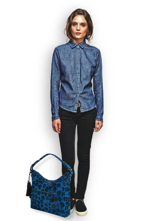 Blue Animal Print Leather Grab Bag – Bold & Elegant by Brix + Bailey at brixbailey.com