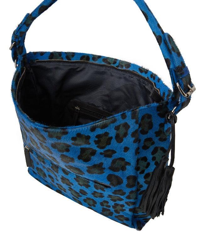 Blue Animal Print Leather Grab Bag – Stylish & Sustainable by Brix + Bailey at brixbailey.com
