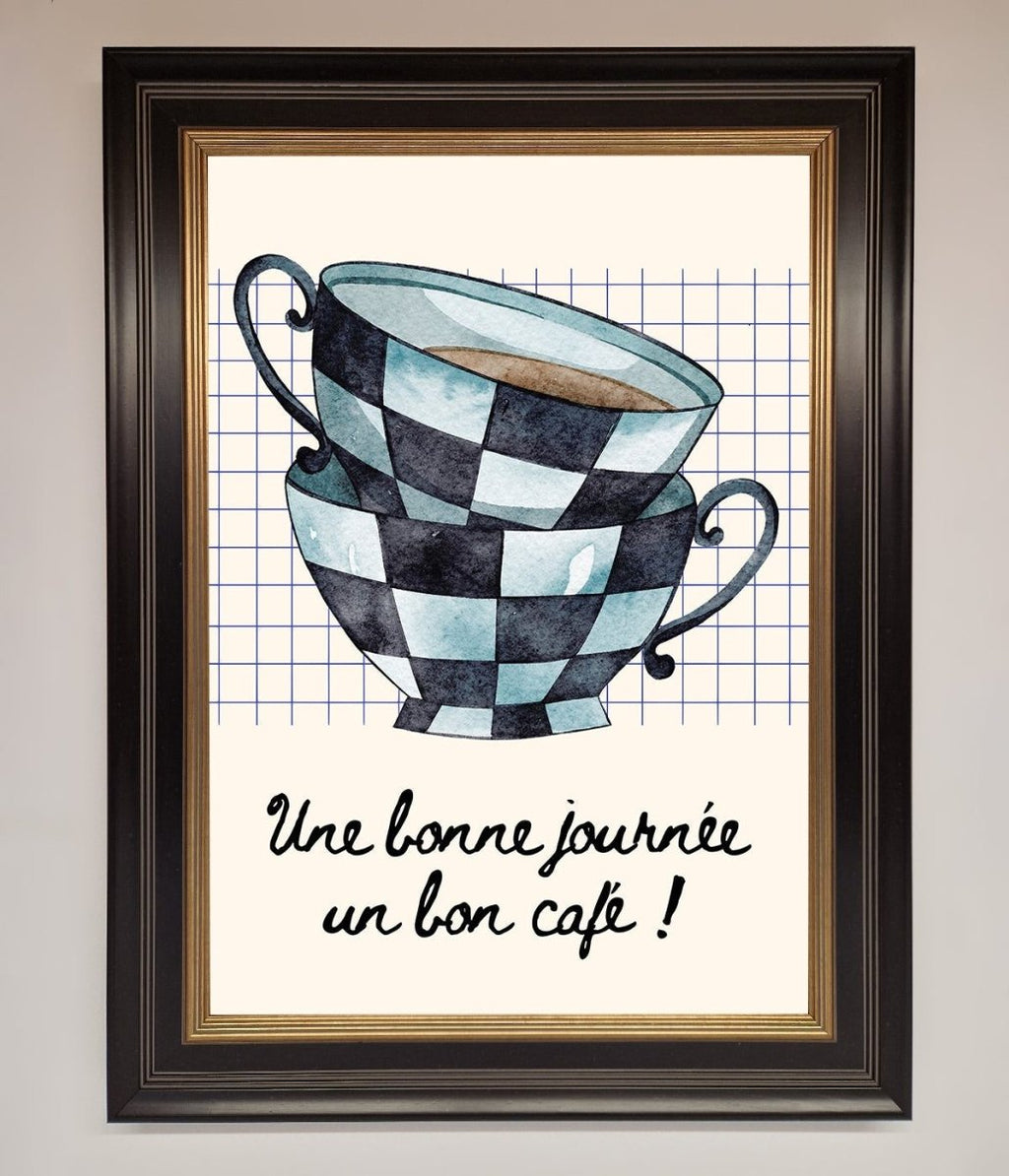 Blue Teacup Stack Kitchen Framed Wall Art