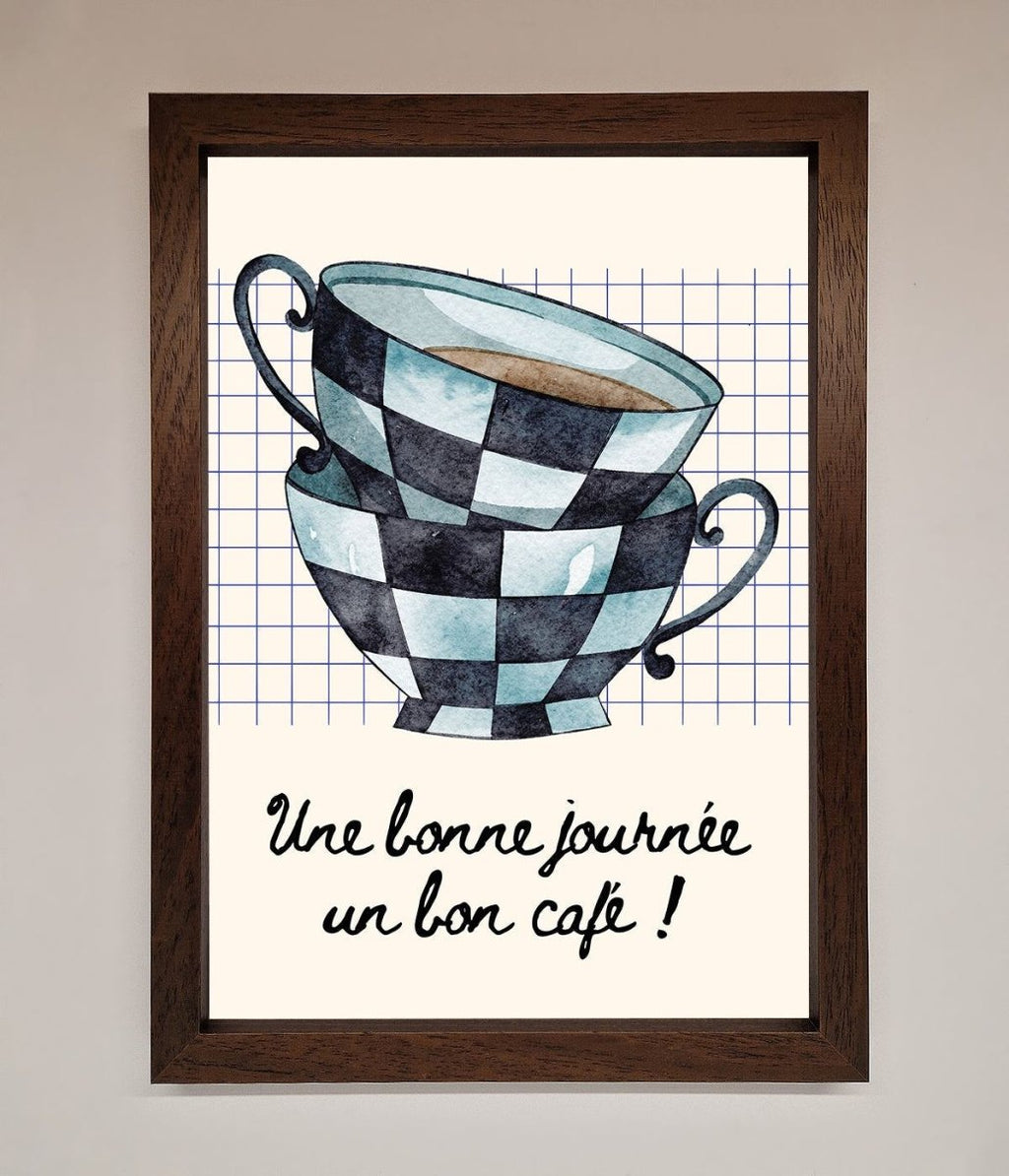 Blue Teacup Stack Kitchen Framed Wall Art