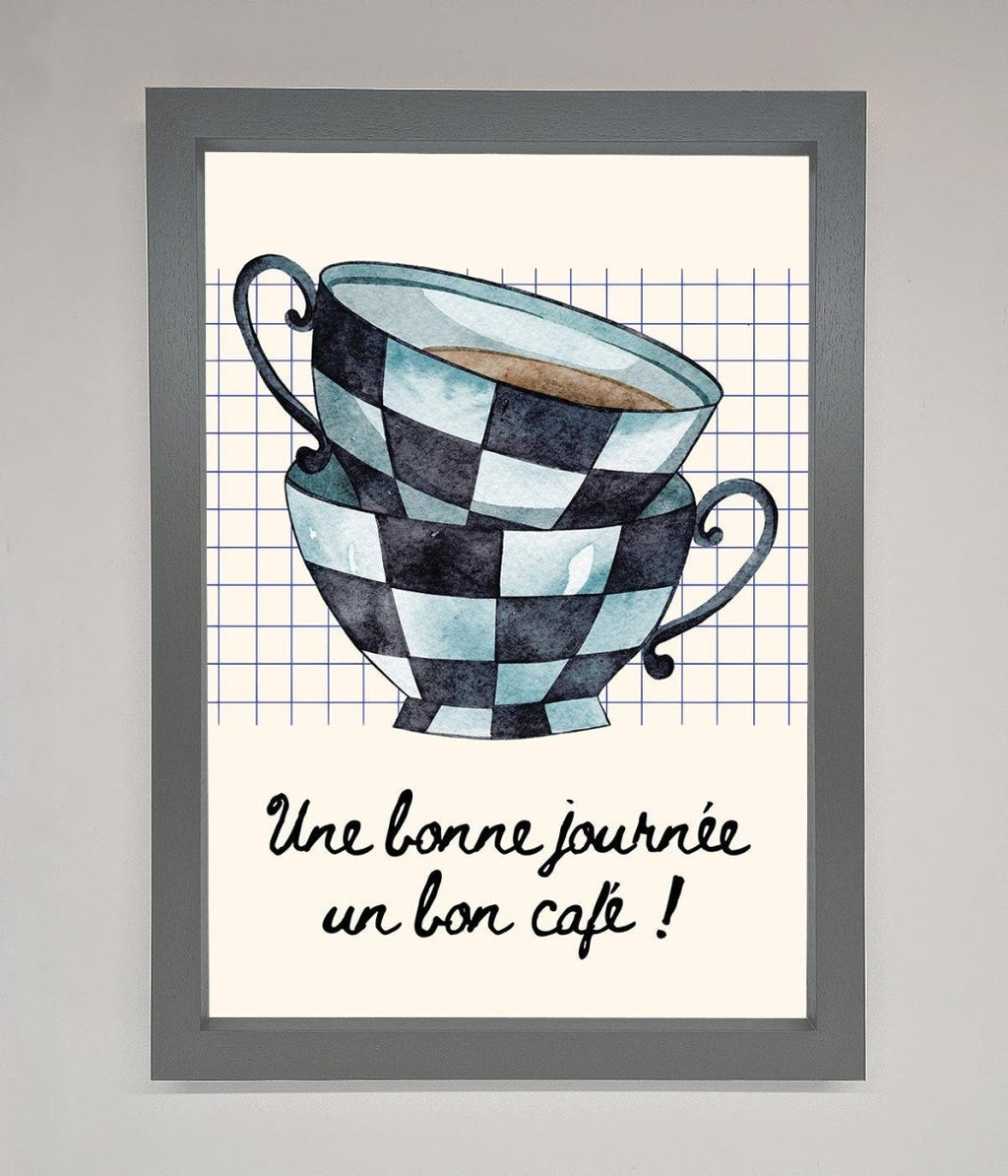 Blue Teacup Stack Kitchen Framed Wall Art
