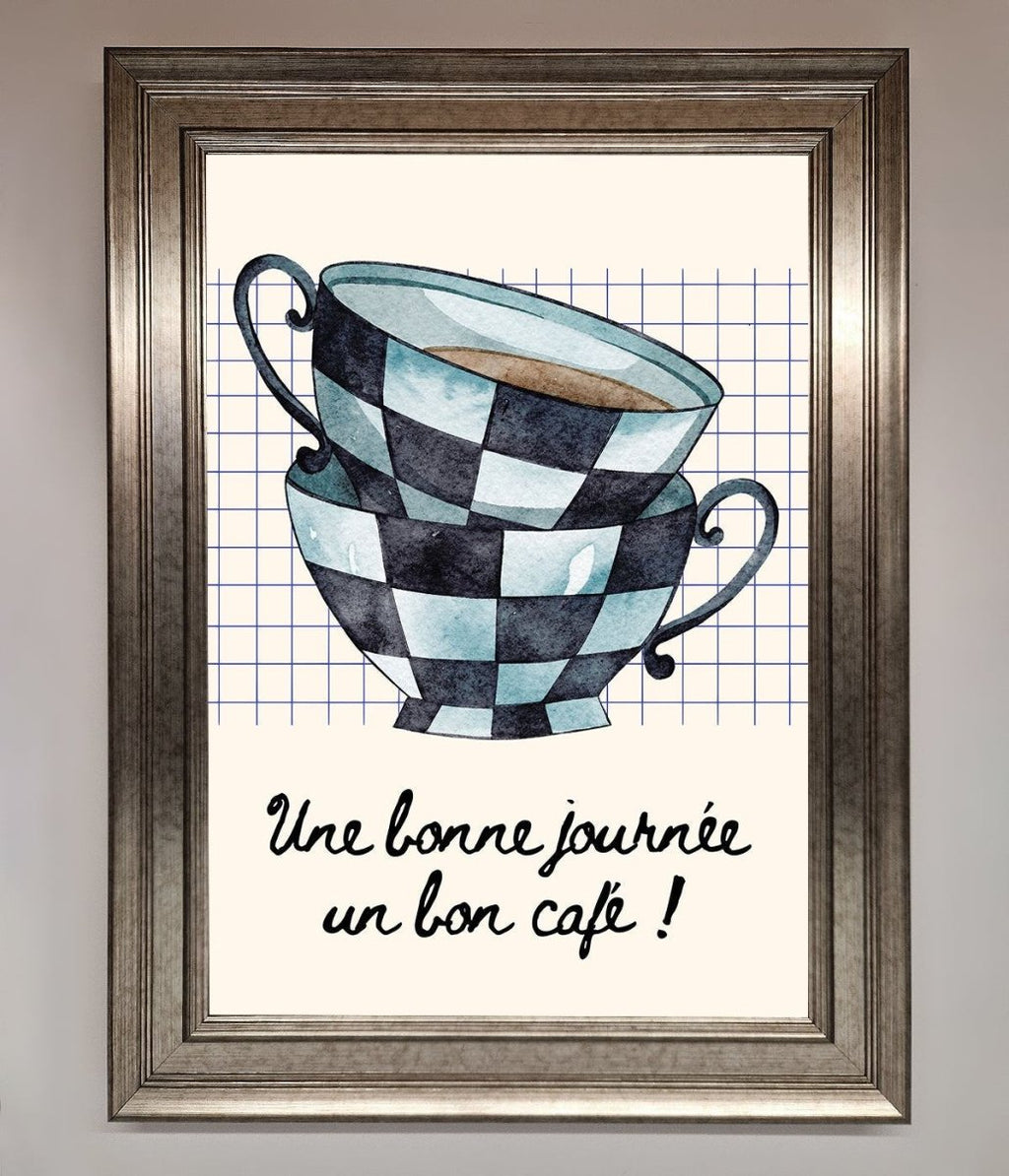 Blue Teacup Stack Kitchen Framed Wall Art