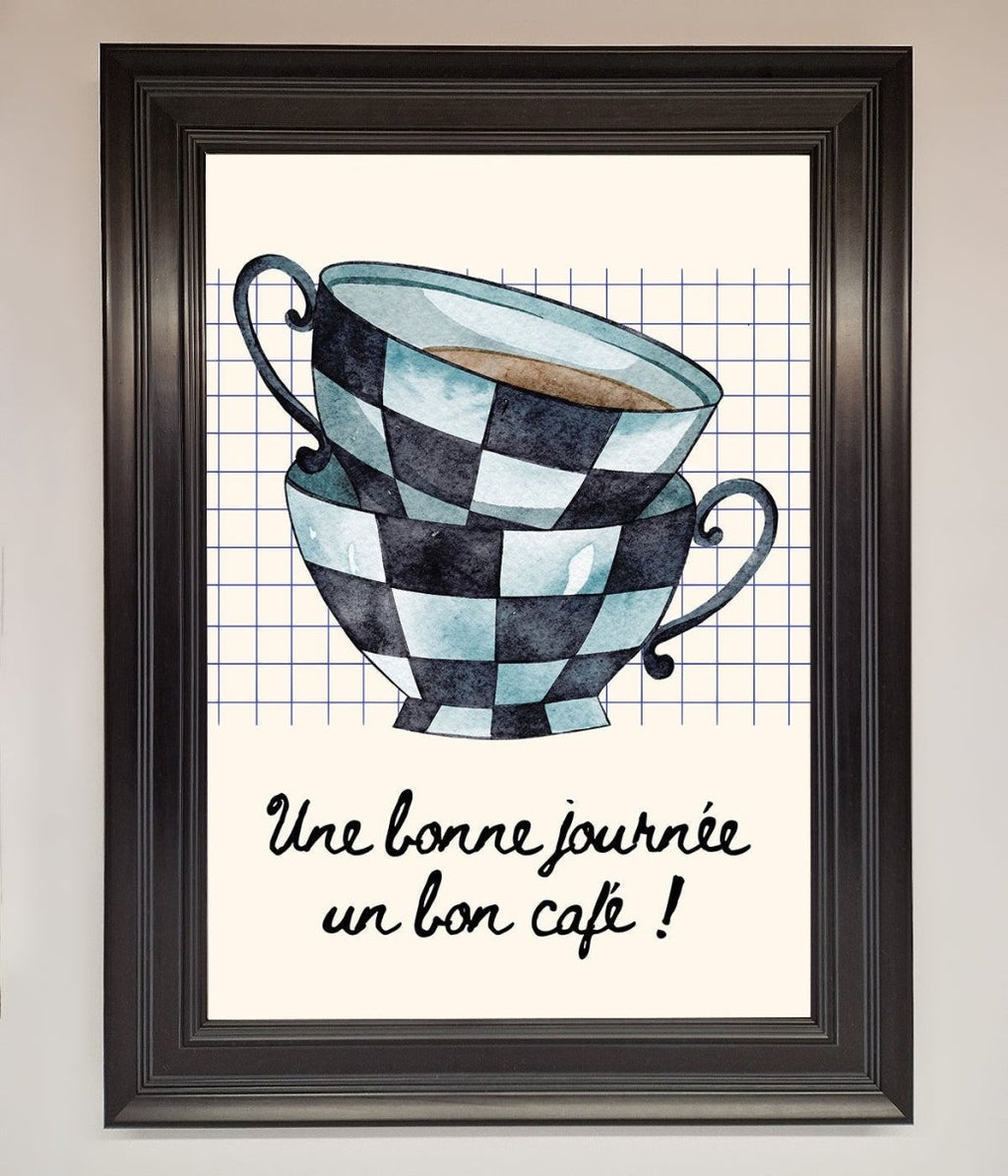 Blue Teacup Stack Kitchen Framed Wall Art