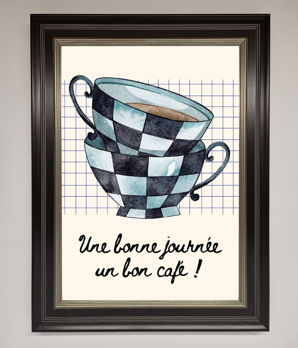 Blue Teacup Stack Kitchen Framed Wall Art